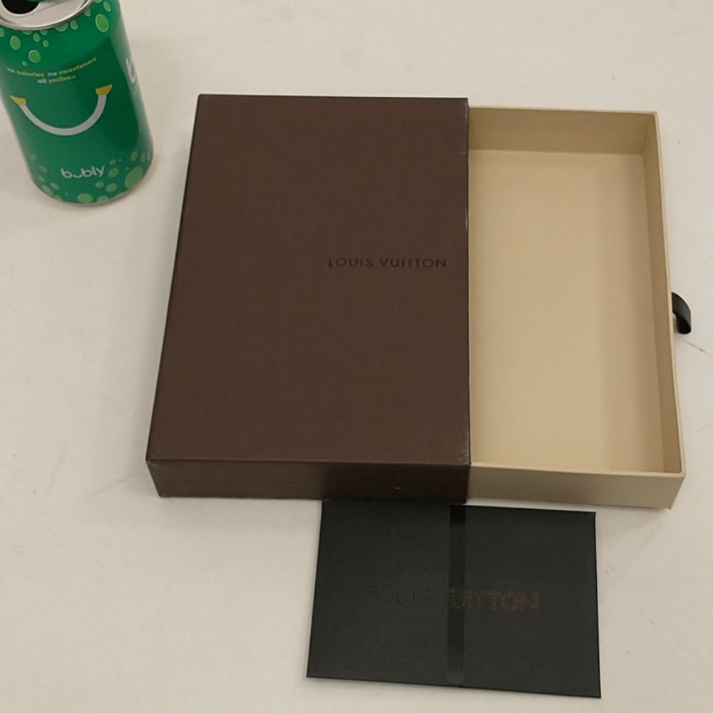 Louis Vuitton Slide Box Brown & Tan w Gift Envelope Authentic Designer Packaging